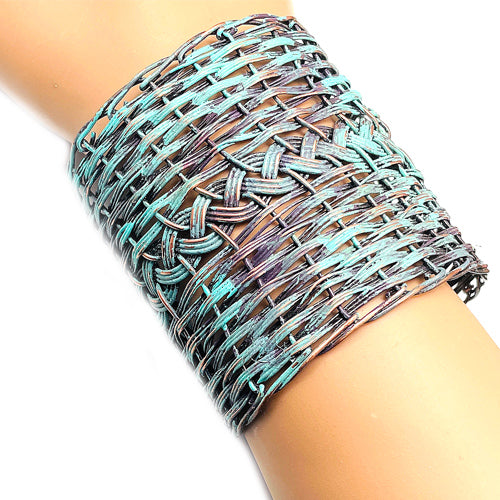 Eggplant Turquoise woven wide cuff