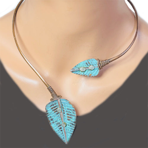 Turquoise Leaf Adjustable Choker