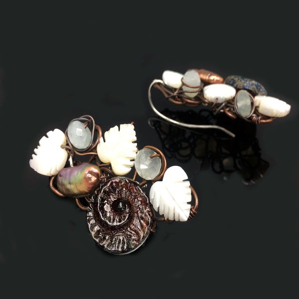 Weaving Long Copper Earrings - Nurit Niskala