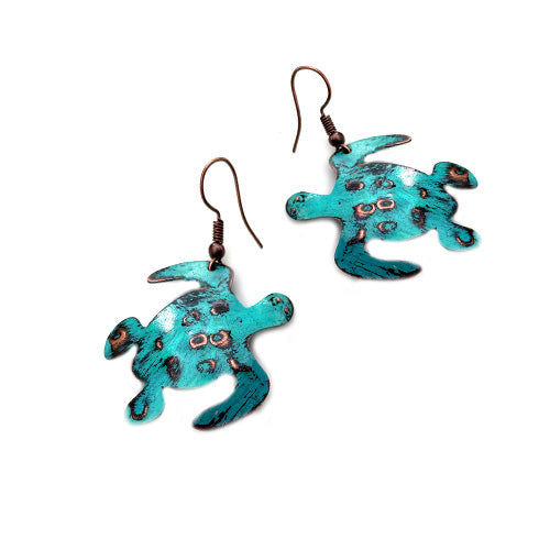 Turtle Copper Earrings-Choose your colors