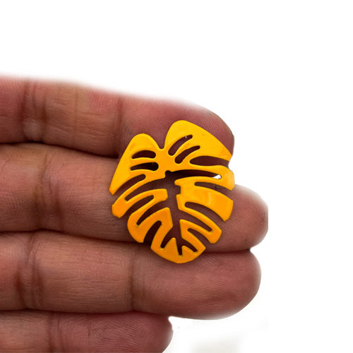 Yellow /Green Monstera Leaf Earrings