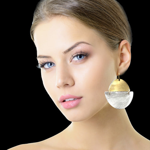 Half Circles Gold & Silver Earrings