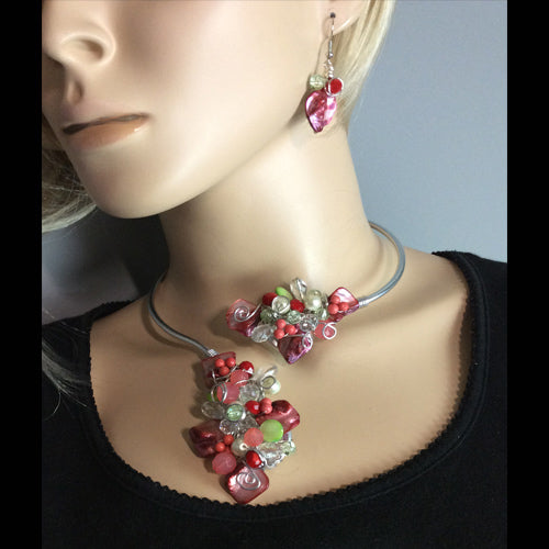 Coral Green Open Choker - Nurit Niskala