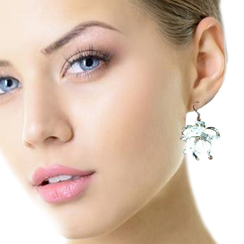 Octopus White Copper Earrings