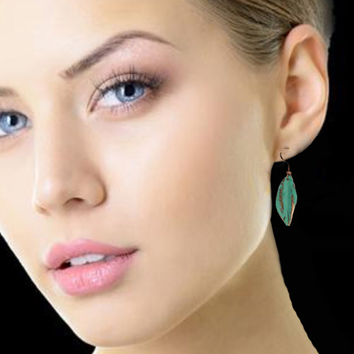 TURQUOISE LITTLE COPPER EARRINGS