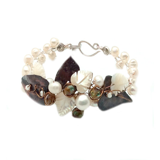 Freshwater Pearl +Copper Bracelet #A