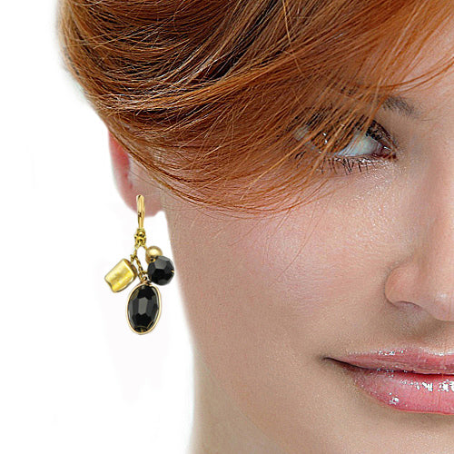 Gold Black Earrings
