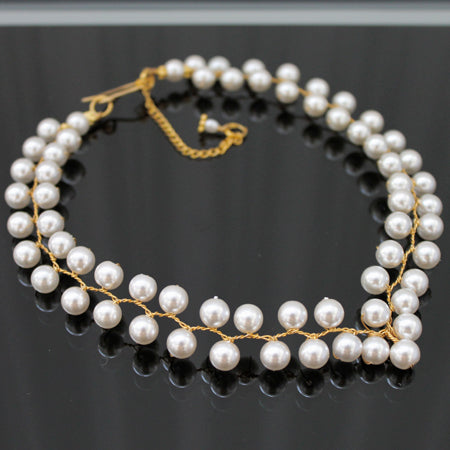 Swarovski Pearl Necklace gold wire - Nurit Niskala