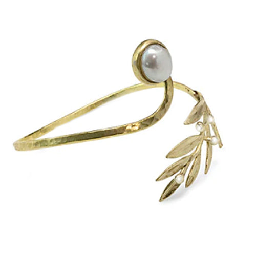 Bronze Pearl Leaf Bracelet