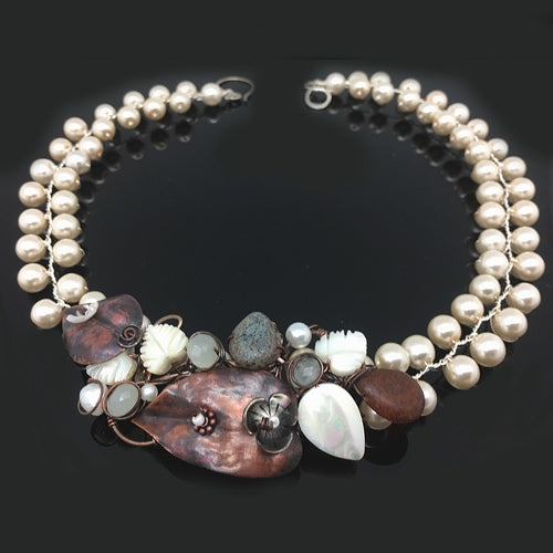Copper Pearls Necklace - Nurit Niskala