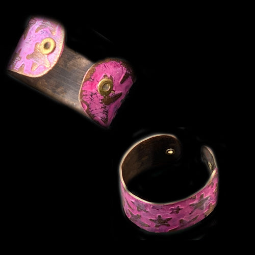 Fuchsia Patina Copper Ring