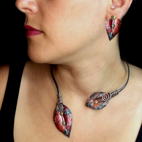 Copper Red Turquoise Choker