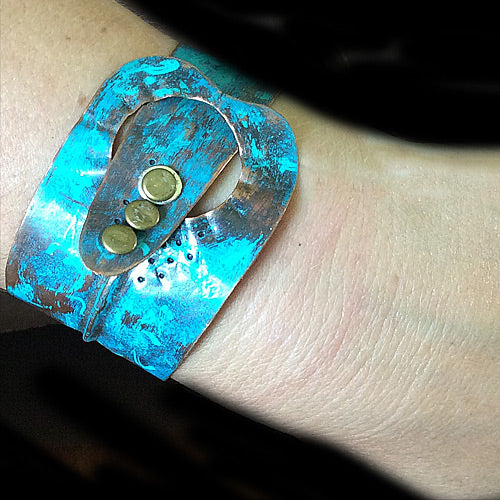 Form-Folding Turquoise Copper Cuff