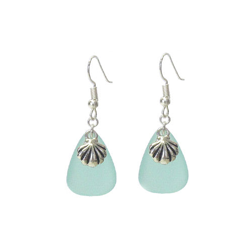 Shell Green Seaglass Earrings