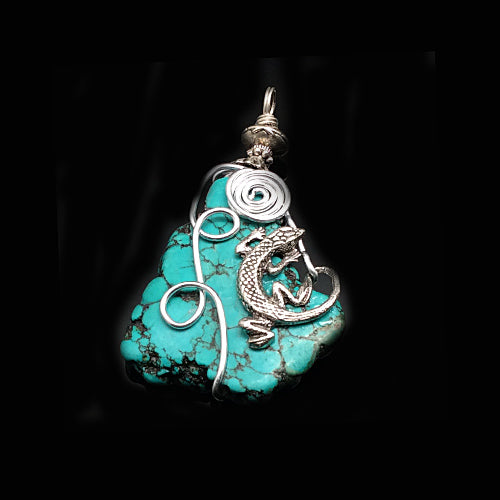 Turquoise Lizard Gemstone Pendants - Nurit Niskala