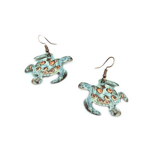Turtle Copper Earrings-Choose your colors