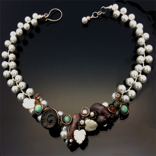 Swarovski copper & Pearl Necklace